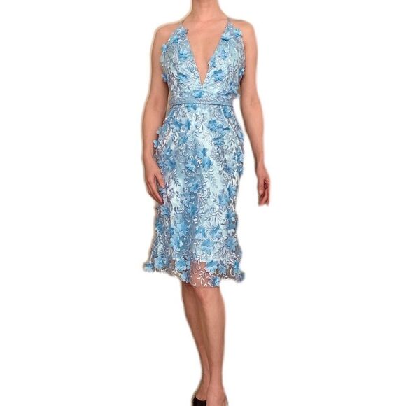 Sexy Open Back Floral Lace With 3D Flowers And Beads Halter Party Dress - Picture 1 of 15